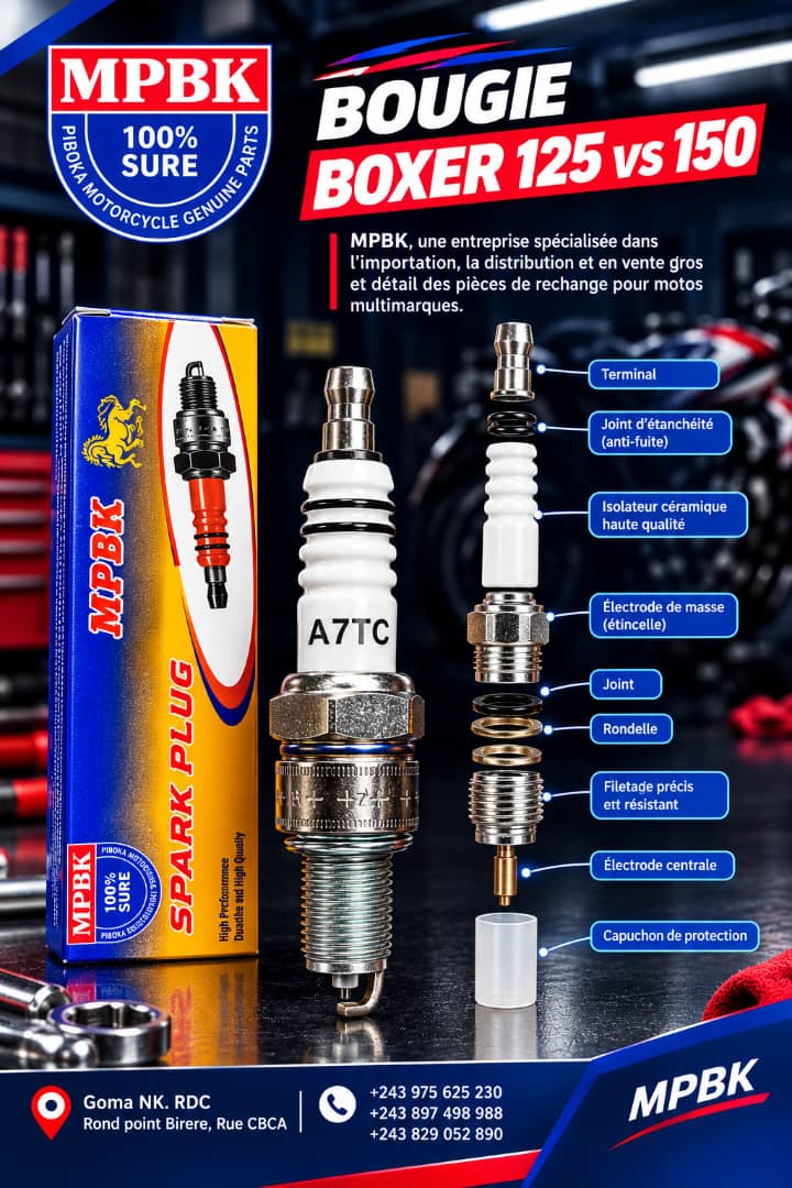 Bougie A7TC pour moto Boxer 125 vs 150